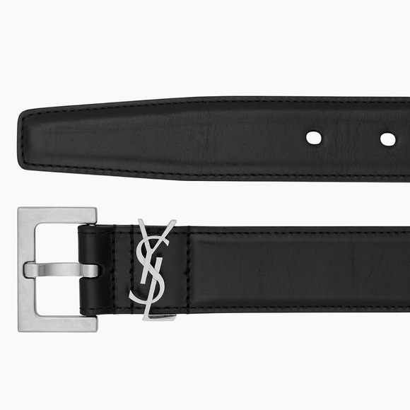 SAINT LAURENT Cassandre Belt In Smooth Leather - Picture 7 of 7
